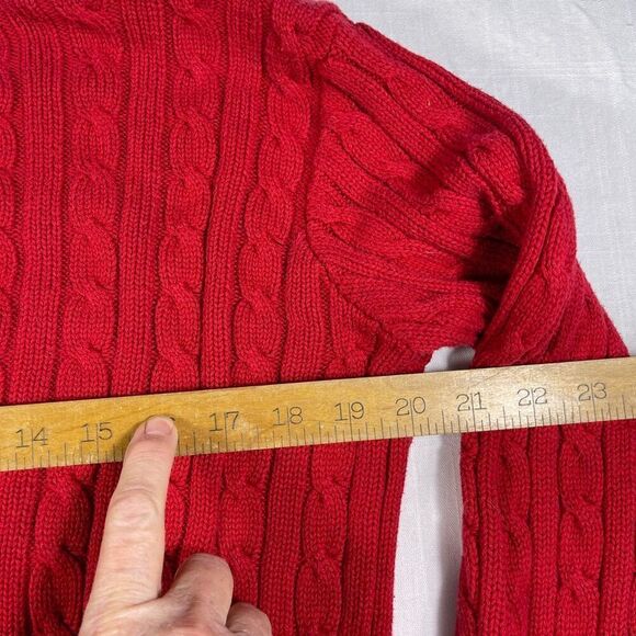 Ralph Lauren Golf Red Long Sleeve Cable Knit Cotton Pullover Sweater Size Large - Picture 7 of 9
